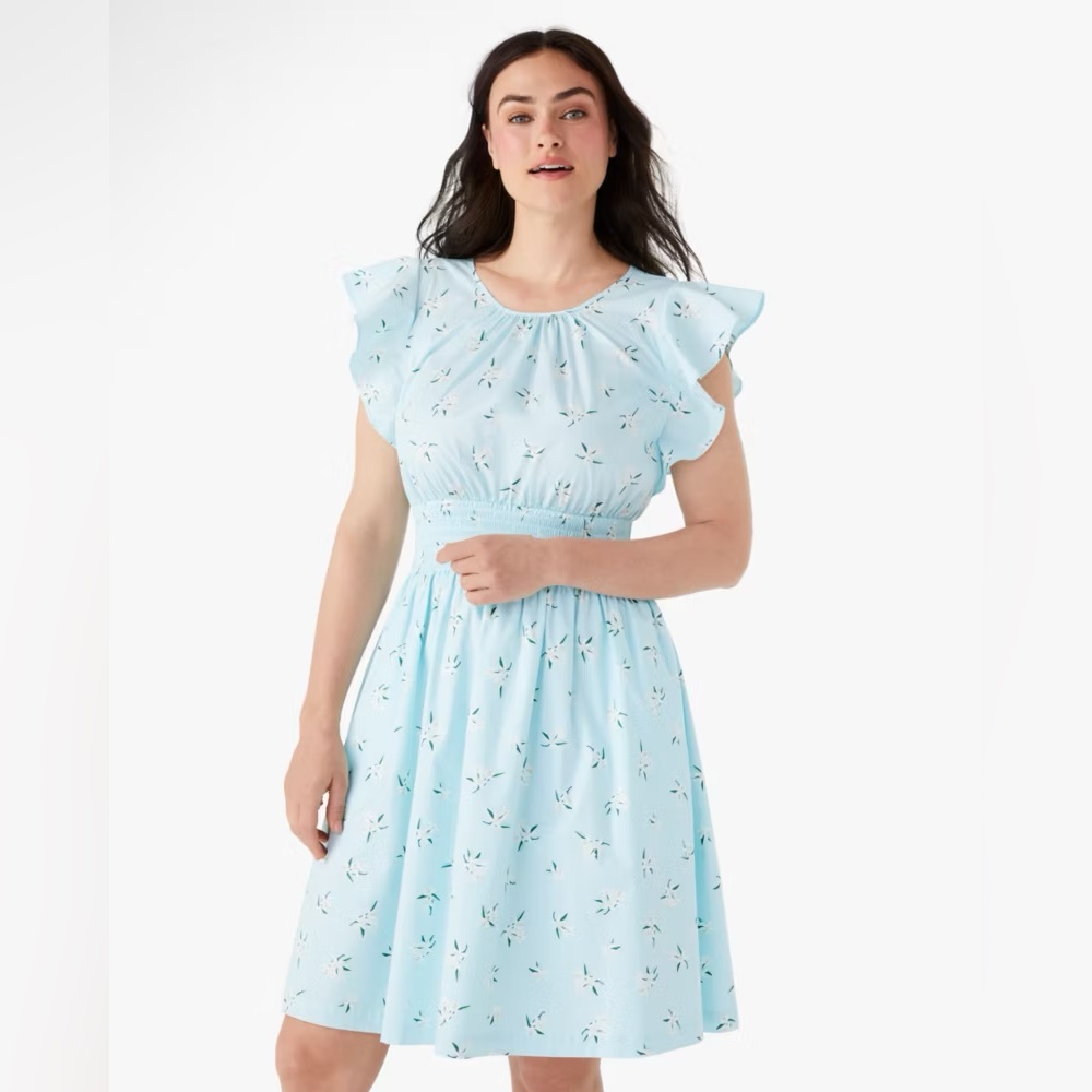 Kate Spade Orange Blossom Toss Blake Dress (Sz XL) Aqua Blue